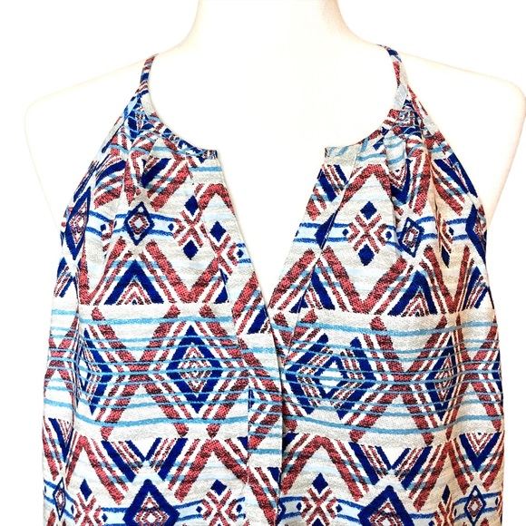 Skies Are Blue Women’s sleeveless halter geometric print shift dress, Sz L - Picture 4 of 15